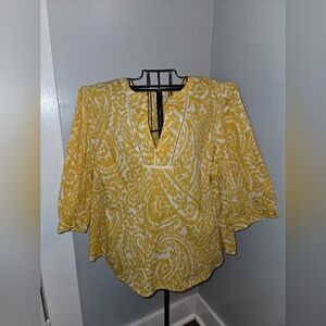 NWT St. John's Bay Yellow Paisley Blouse